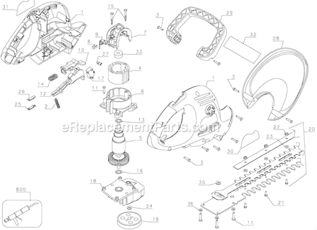 Page A Diagram and Parts List for TR1700  Black and Decker Hedge Trimmer